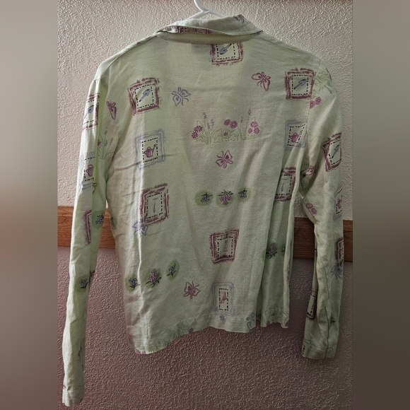 Green Garden-Patterned Button-Up Jacket - Picture 2 of 3